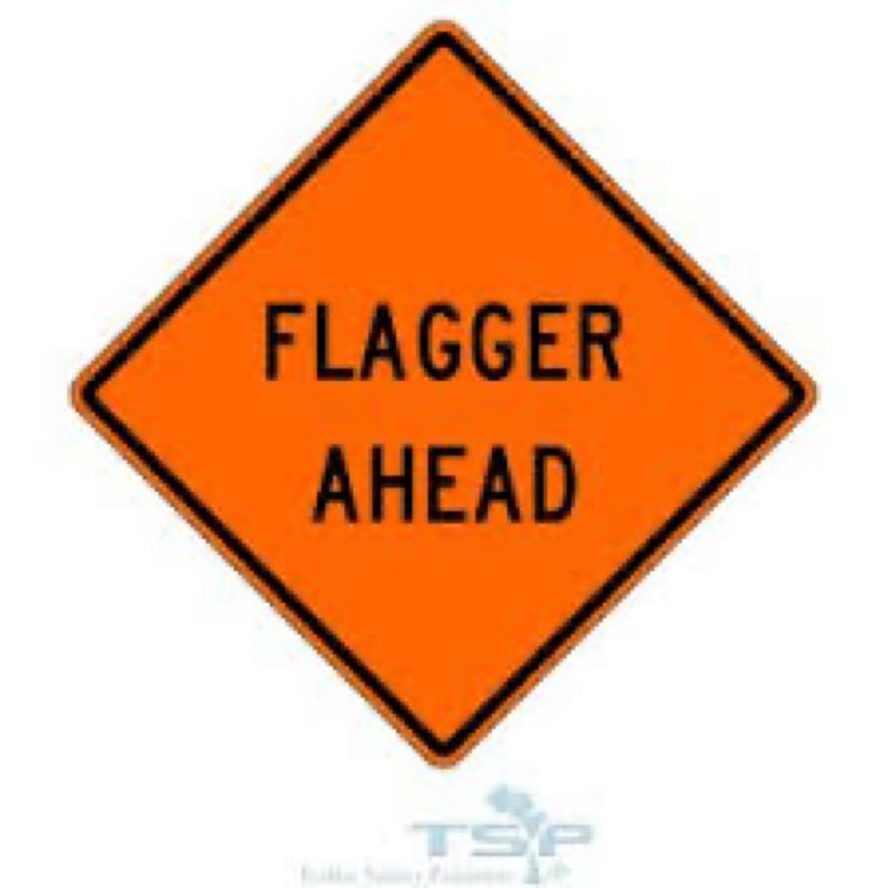 Roll-Up Sign-48" Superbright-Flagger Ahead/Slow Down