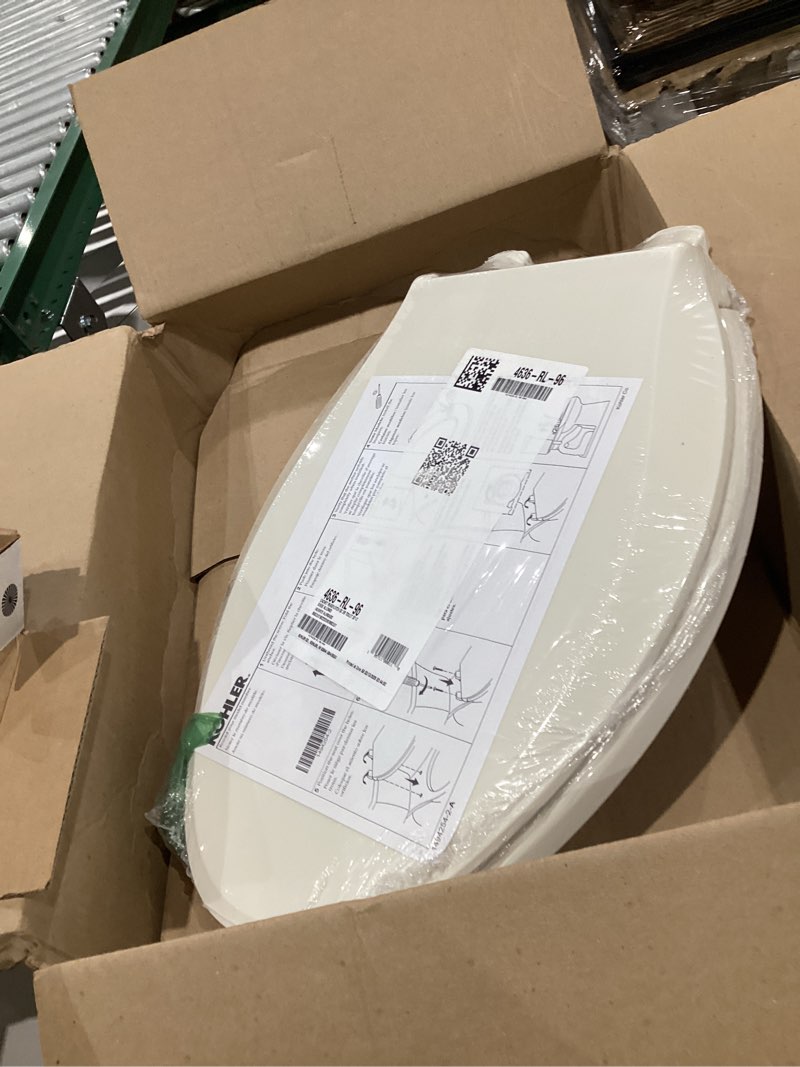 Condition photo showing Good Condition for kohler 4636-rl-96 cachet readylatch elongated toilet seat slow close soft close, toilet seat quiet lid, contoured grip-tight bumpers installation hardware, apartment essentials, biscuit