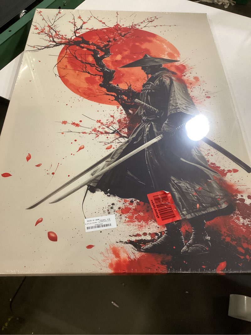 Condition photo showing Good Condition for samurai wall art japanese wall decor pictures bushido inspirational canvas prints painting vintage warrior artwork framed for living room bedroom office home decor (24''w x 36''h) 24"l x 36"w samurai 1p -5