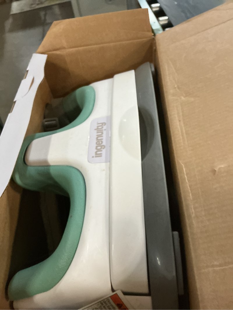 Condition photo showing As Is for ingenuity baby base 2-in-1 booster feeding and floor seat with self-storing tray - mist