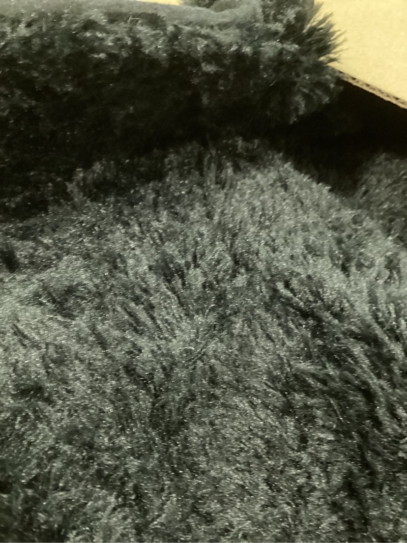 Condition photo showing Good Condition for ophanie black area rugs for bedroom living room, 4x6 fluffy fuzzy shag shaggy carpet soft plush furry bedside rug, indoor floor rug for kids girls boys home decor aesthetic, dorm nursery 4' x 6' (bedroom 30-60ft²) 3- black