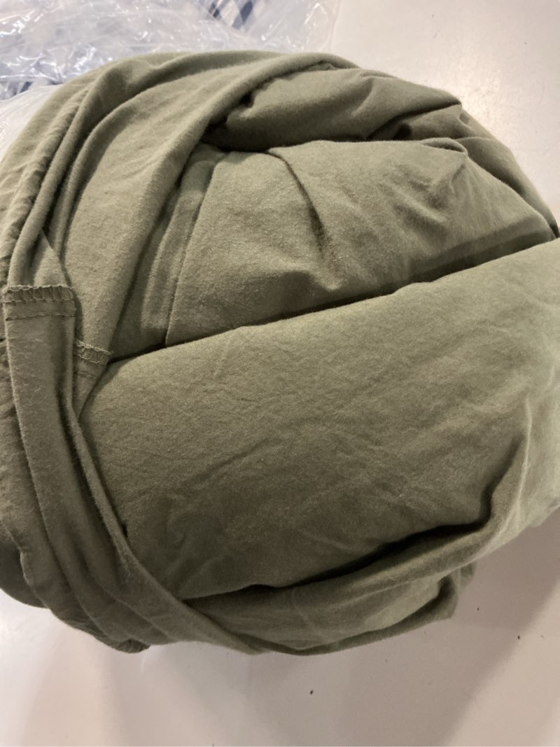 Condition photo showing As Is for organic brushed cotton duvet cover set, king/cal king, dusty olive