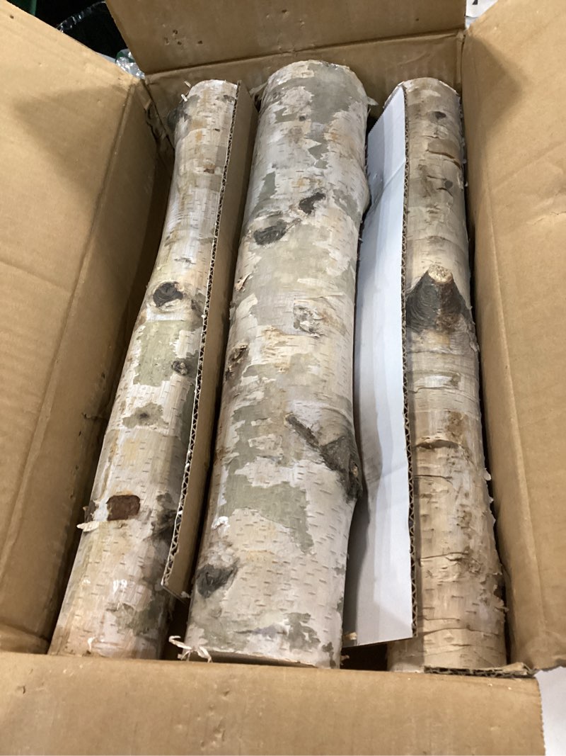 Condition photo showing Good Condition for 6 Pack Birch Logs Decorative Birch Branches Natural Birch Log for Decoration,Crafts,DIY, Fireplace Decor Firewood(Birch Logs:2.3"-3.2" Dia. x 16.5" Length) 6 Pcs(2.3-3.2Inch)