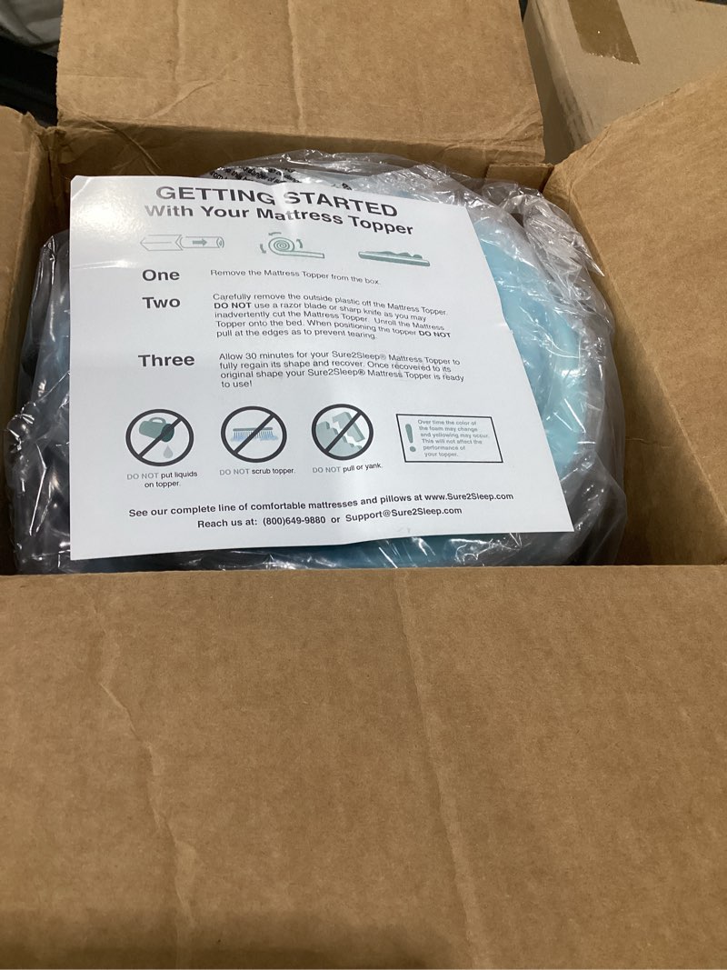 Condition photo showing Good Condition for sure2sleep gel swirl memory foam mattress topper - 3 inch, pressure relieving, cooling comfort - made in the usa & certipur-us certified - softens firm beds and extends mattress life - queen size queen 3 inch