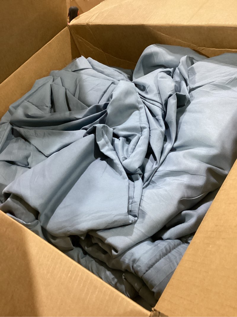 Condition photo showing Good Condition for cozylux full size comforter sets mineral blue, 7 pieces bed in a bag, blue comforter full size, all season bedding sets with stitch quilted comforter, flat sheet, fitted sheet, pillowcases mineral blue full