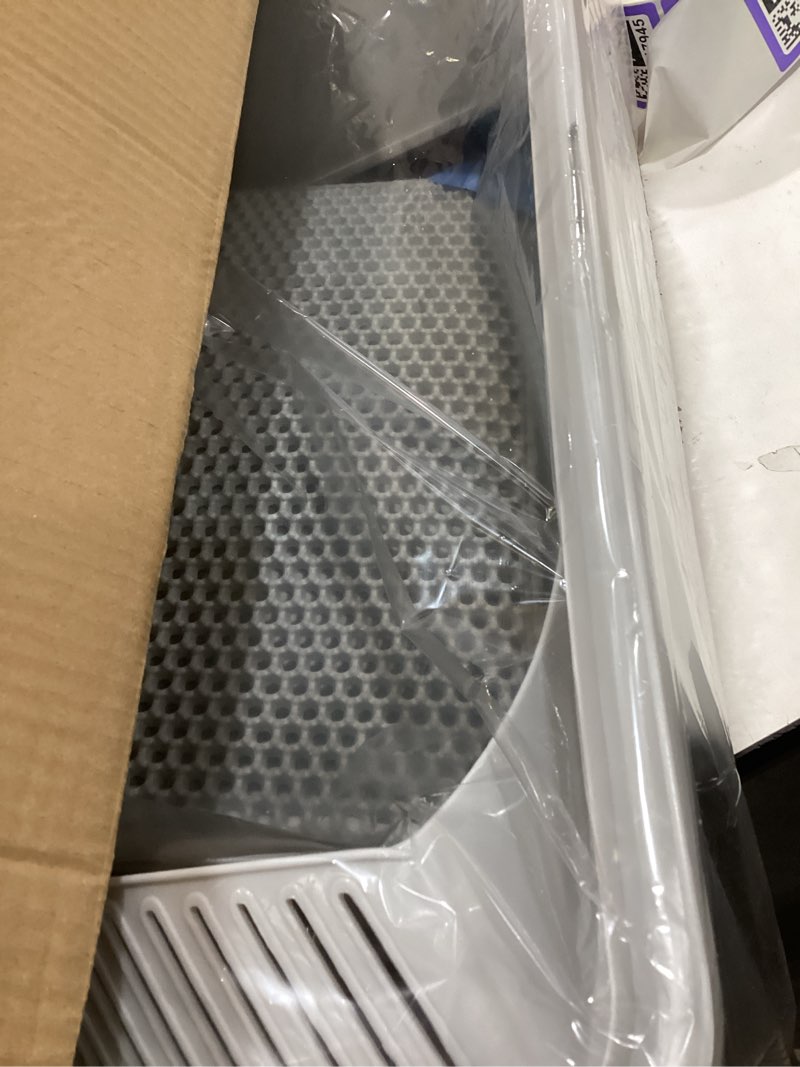 Condition photo showing Good Condition for stainless steel litter box | xxl deepened 8" design enclosed box with lid for big cats | high sided, anti-urine leakage | non-stick bottom & includes litter mat & metal scoop xx-large silver gray