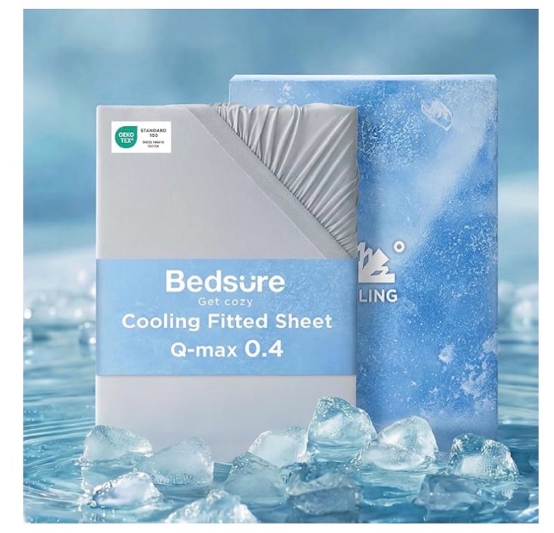 bedsure queen fitted sheet only, cooling fitted sheet queen size for hot sleeper, with 360° lastic c