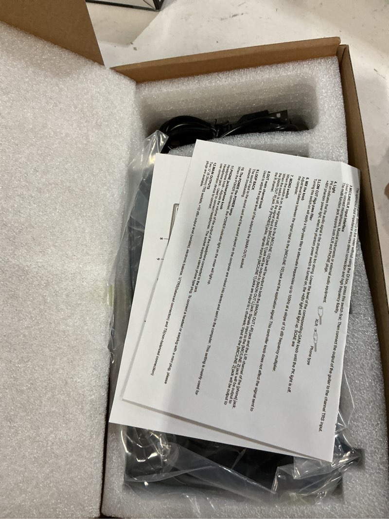 Condition photo showing New/Like New for USB Audio Interface for Recording Music, 24-Bit/192kHz, Plug and Play Audio Interface for PC, Mac, and Smartphone – Low Latency, XLR/Line In, Headphone Out