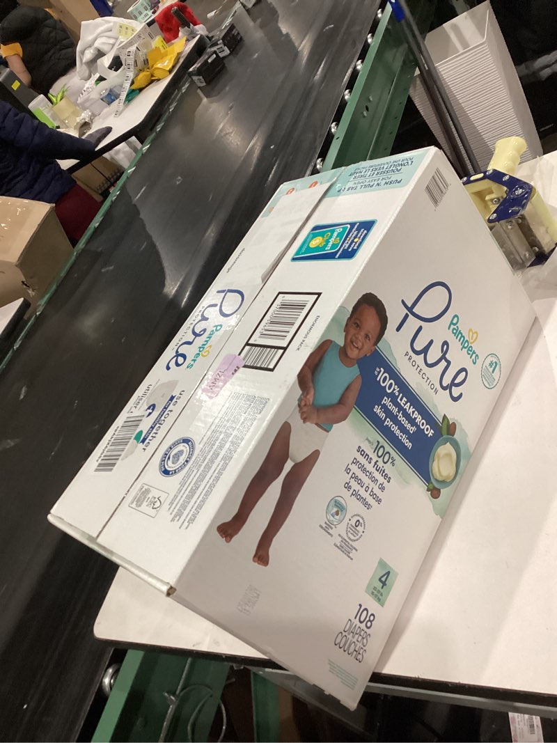 Condition photo showing New/Like New for Pampers Pure Protection Baby Diapers, Size 4 (22-37 lbs), 108 Count, Up to 100% Leakproof, Premium Plant-Based Skin Protection, Hypoallergenic Soft Diapers Size 4 108