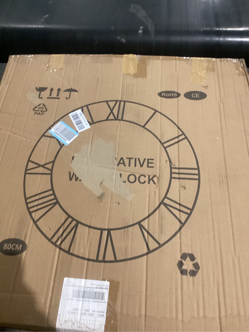 Condition photo showing New/Like New for leike extra large wall clocks,silent little ticking,battery operated vintage round modern metal wall clock for living room, bedroom,farmhouse,office home decor-32 inch(black-arabic number) 32 in black metal-arabic number