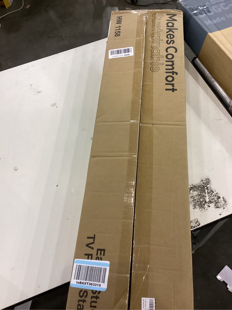 Condition photo showing New/Like New for Rolling TV Stand for 49 to 75 Inch TV up to 40 kg, Easel TV Stand with Metal Structure and Wooden Shelf, Moveable TV Cart on Wheels for Business, Office, School, Home, White