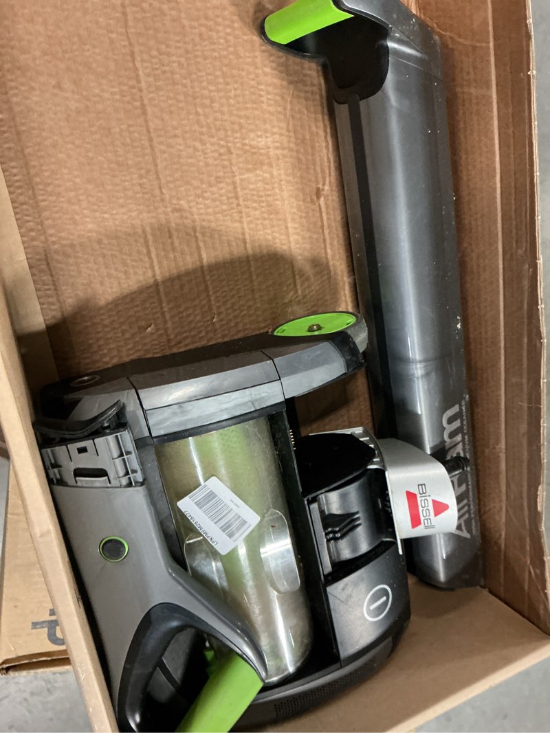 Condition photo showing As Is for bissell 1984 air ram cordless vacuum, green air ram