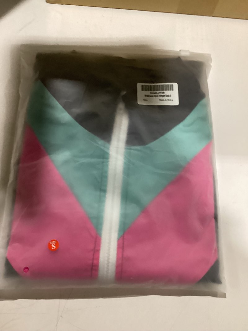 Condition photo showing Good Condition for Yisfri Color Block One Piece Windbreaker Outfits for Women Neon Short Sleeve Zip Front Elastic Waist Jumpsuit Overall Small Black
