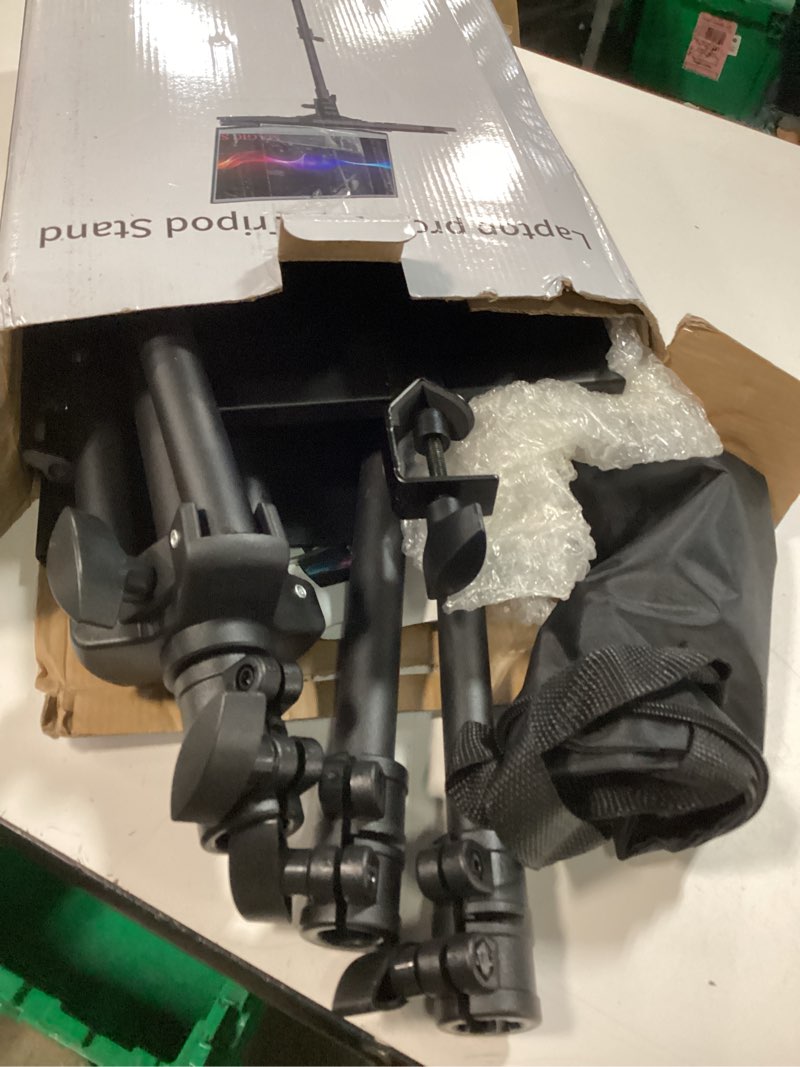 Condition photo showing Good Condition for projector stand tripod laptop tripod on wheels with 2 shelves, adjustable height 26 to 49 inch portable podium stand with gooseneck phone holder for office, school, home, dj racks 26"-49"