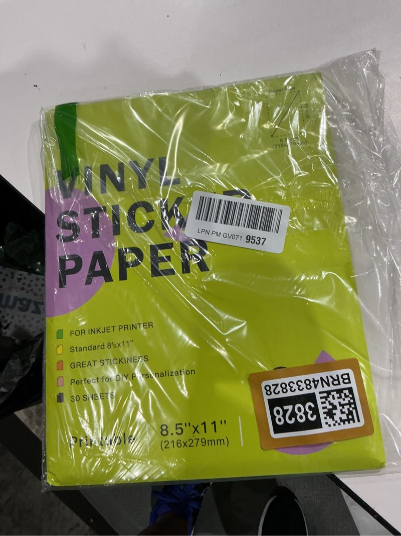 Condition photo showing New/Like New for 30 sheets printable clear vinyl sticker paper for inkjet printers,transparent paper of 8.5x11 "diy personalized self-adhesive paper that is tear resistant, waterproof labels,easy to cut 30 sheets clear