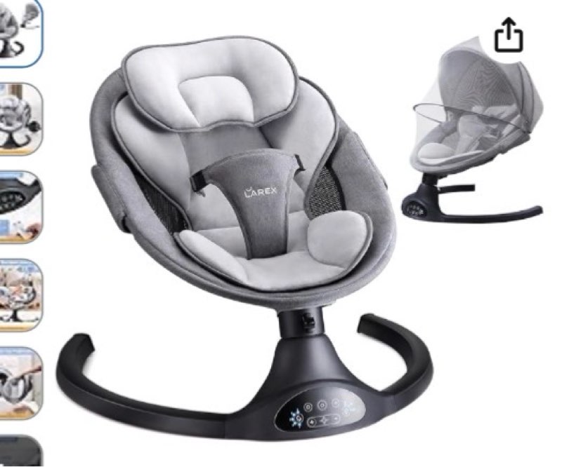 larex portable electric baby swing for newborns and toddlers, 5 swing speeds with remote control, 10 preset melodies and bluetooth, 0-6 months, max 20 lb