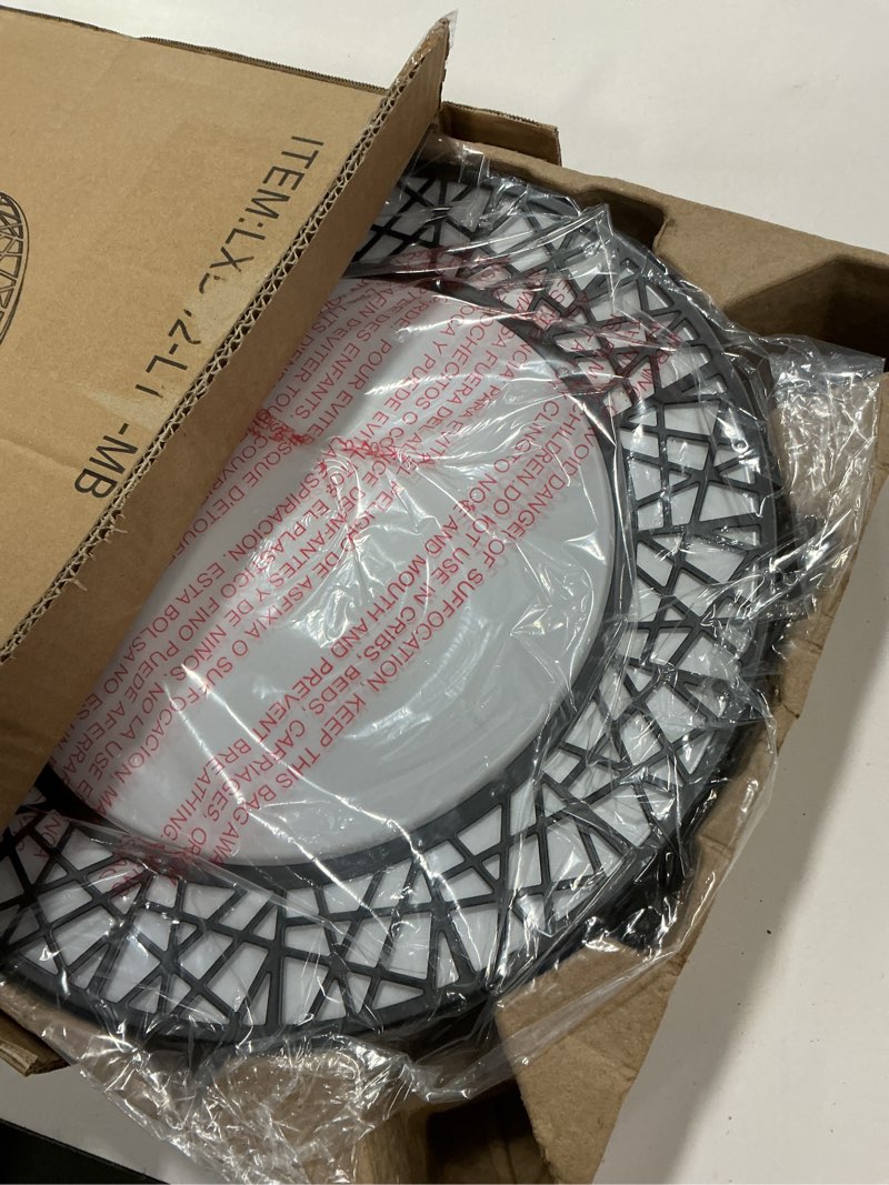 Condition photo showing Good Condition for 16 Inch Flush Mount Ceiling Light, Modern Black LED Ceiling Light Fixture, 28W 2800LM 2700-6500K Adjustable, Dimmable Ceiling Lights for Bedroom, Kitchen, Hallway, Bathroom, ETL Listed 16 inch Black