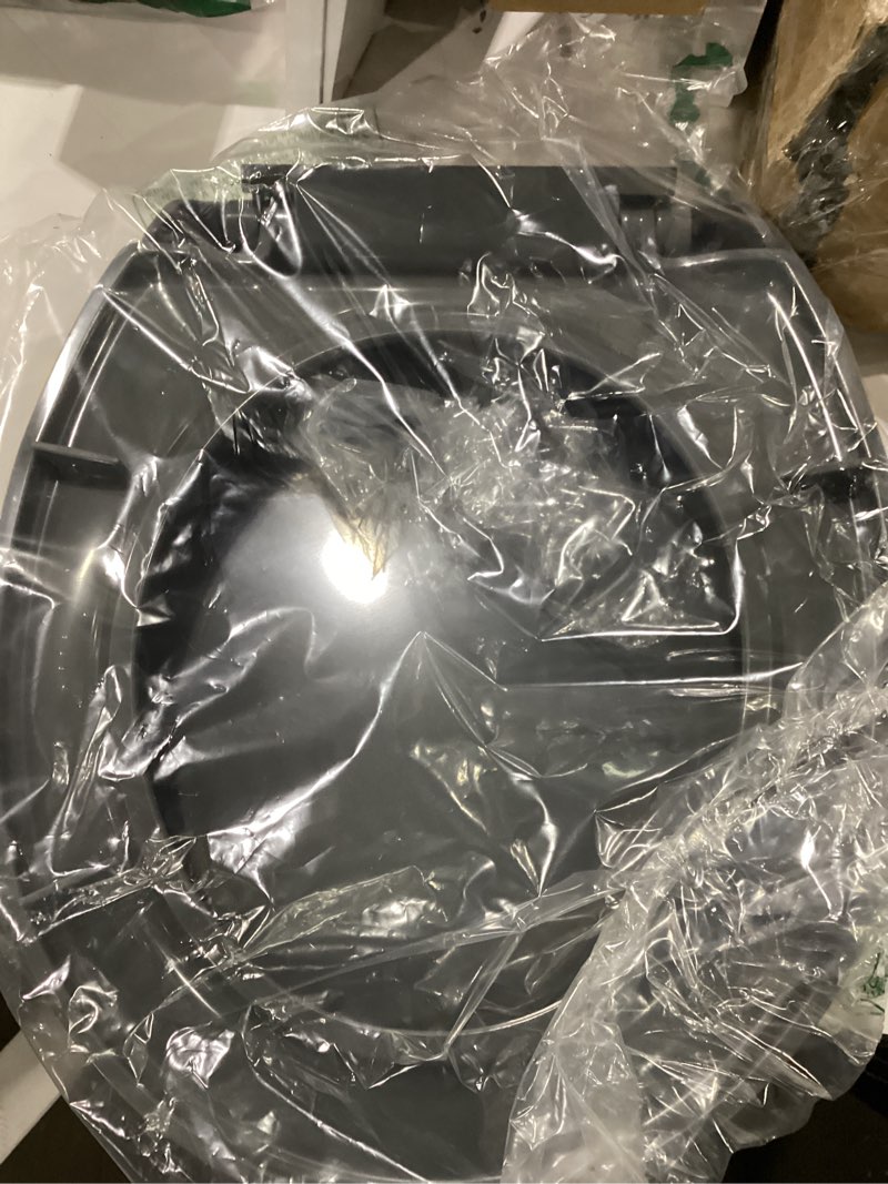 Condition photo showing As Is for toilet seat round 16.5 inch with quick release-quick connect. white round toilet seat with soft close. pp material safe, easy clean and install, sturdy accessories never loosen,2 years support, grey gray round 16.5inch & quick-release