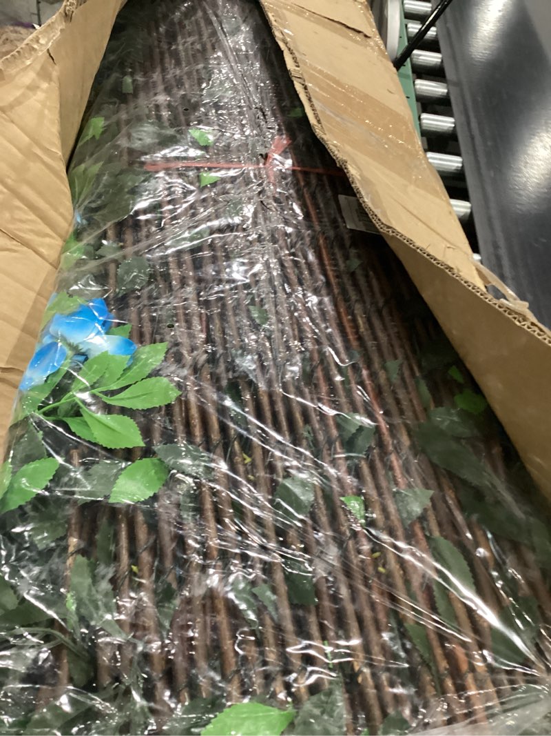 Condition photo showing Good Condition for sumery expandable fence privacy screen for balcony patio outdoor,decorative faux ivy fencing panel,artificial hedges (single sided leaves) (2, branches -blue fowers) 2 branches -blue fowers