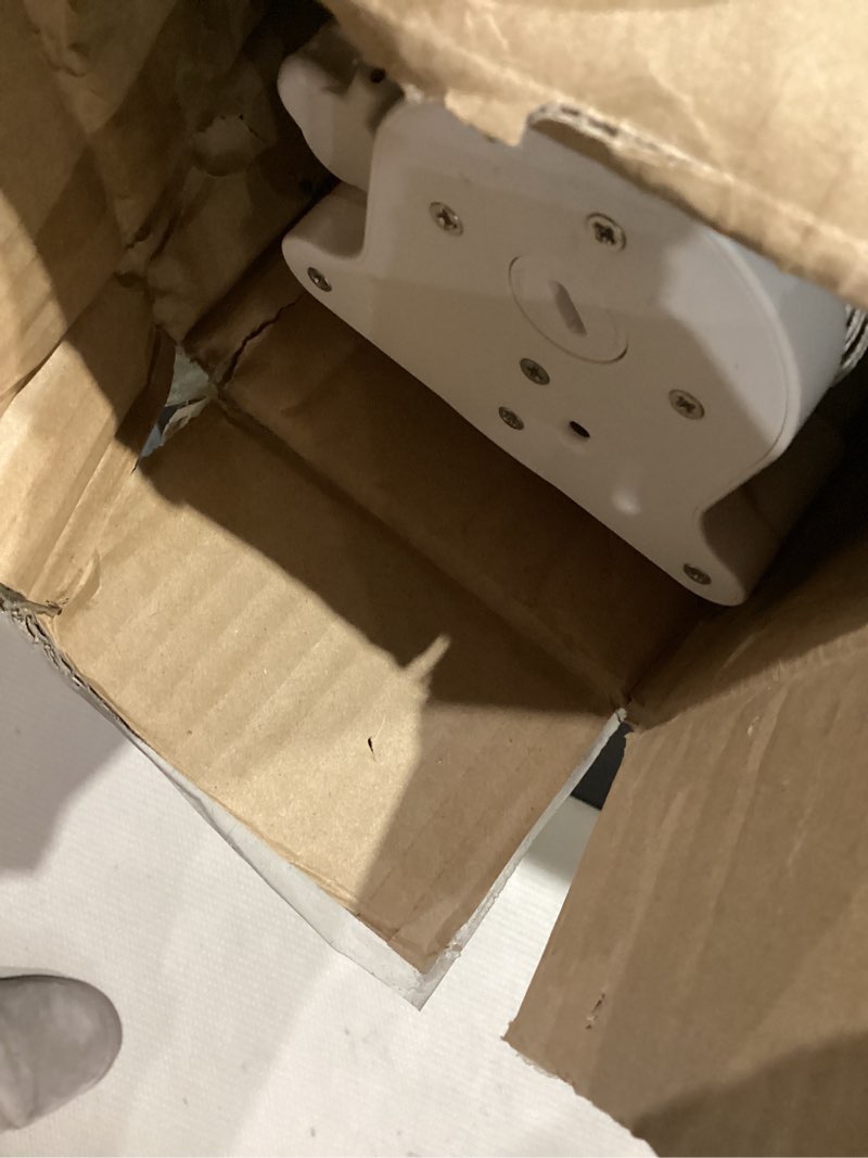 Condition photo showing As Is for 120 inch retractable baby gates 42 inch tall, retractable gate with reinforced strip design to prevent crawling through, 10 ft extra wide retractable dog gate for indoor/outdoor white 42" tall x 120" wide