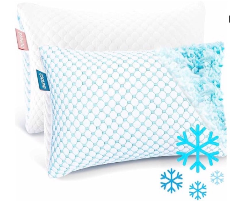 nestl cooling pillow for sleeping 2 pack, luxury shredded memory foam pillows queen size set of 2, adjustable cold gel pillows for hot sleepers supportive cool pillow for side back stomach sleepers