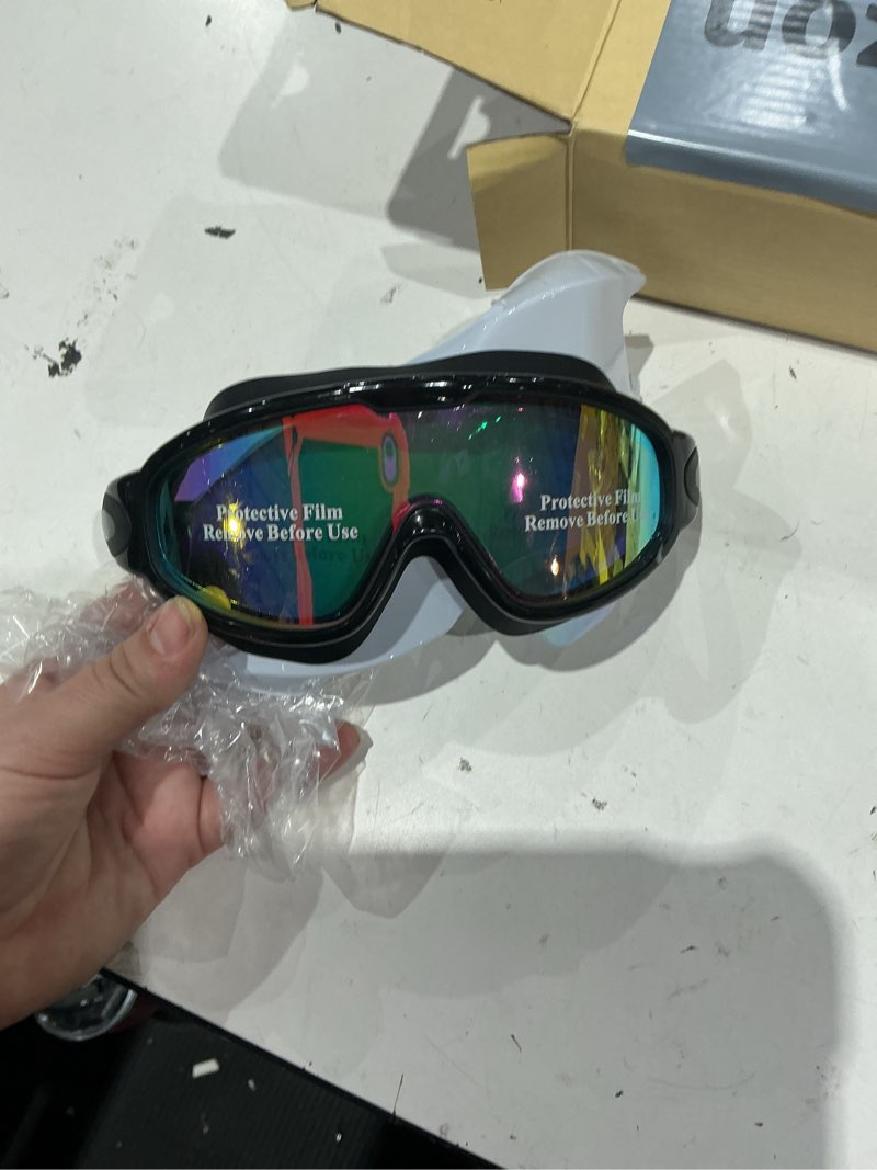 Condition photo showing Good Condition for aegend new adult wide view swim goggles, anti-fog/uv no leak swimming goggles with ear plugs for men & women bright orange & bright rose adults