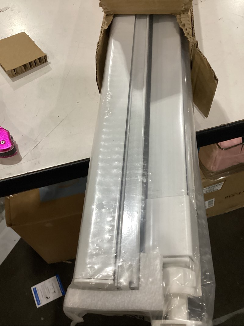 Condition photo showing As Is for lazblinds no-drill cordless zebra blinds - dual layer light filtering & room darkening, free-stop lift, easy install, day & night privacy with valance for window 40" w x 72" h, white 40"w x 72"h white