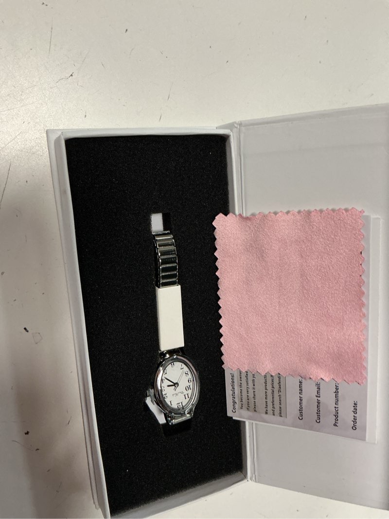 Condition photo showing New/Like New for diaofendi 3 sizes (s/m/l) small gold watches for women - fit 5"-8" expansion band, valentine's day gifts for mom wife, easy read ladies quartz watch, water resistant silver m(5.9"-7.5")