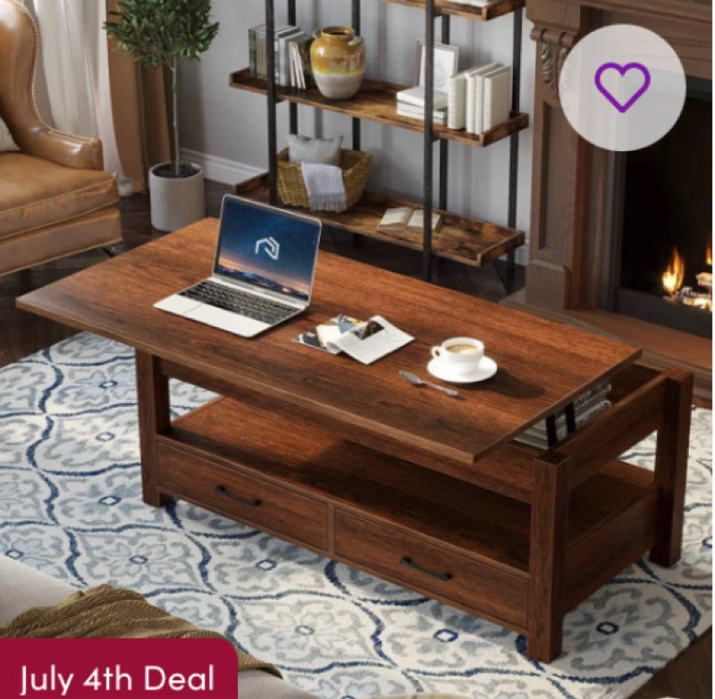Eoghan Lift Top Coffee Table with 2 Drawers
