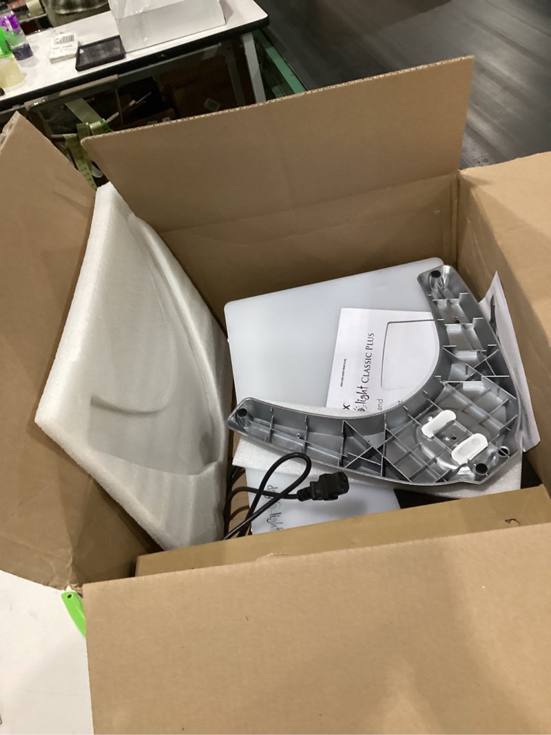 Condition photo showing As Is for Carex Day-Light Classic Plus Sunlight Therapy Lamp - 10000 LUX Therapy Lamp at 12 Inches, LED Bright White Light with Adjustable Height and Brightness Levels for Mood, White