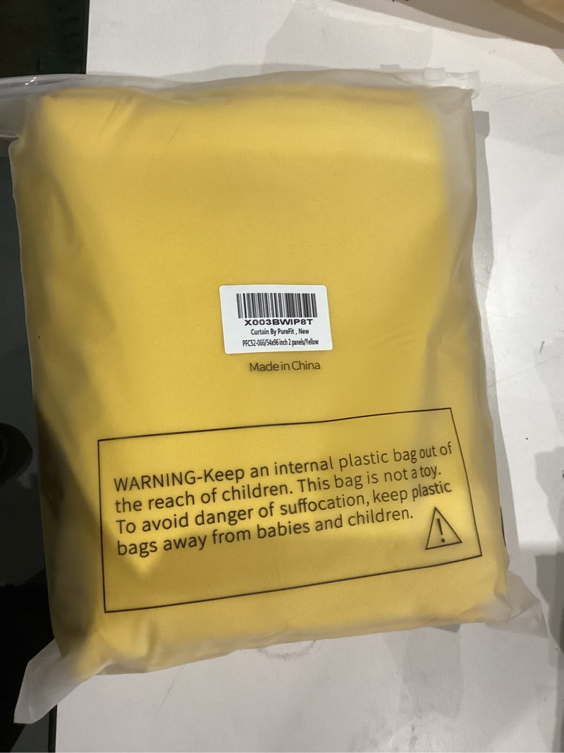 Condition photo showing New/Like New for PureFit Outdoor Curtains for Detachable Sticky Tab Top Patio Waterproof – Weatherproof, UV and Fade Resistant Outside Curtains for Gazebo, Porch, Pergola, Privacy Curtain, 54 x 96 in, 2 Panels, Yellow Yellow 54"W x 96"L (Pack of 2)