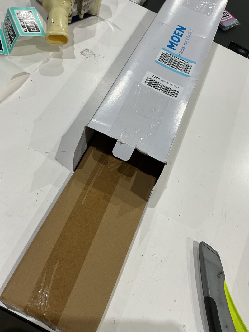 Condition photo showing New/Like New for moen yb5490bn kingsley 20-inch w x 5-inch d decorative bathroom vanity glass shelf,, brushed nickel