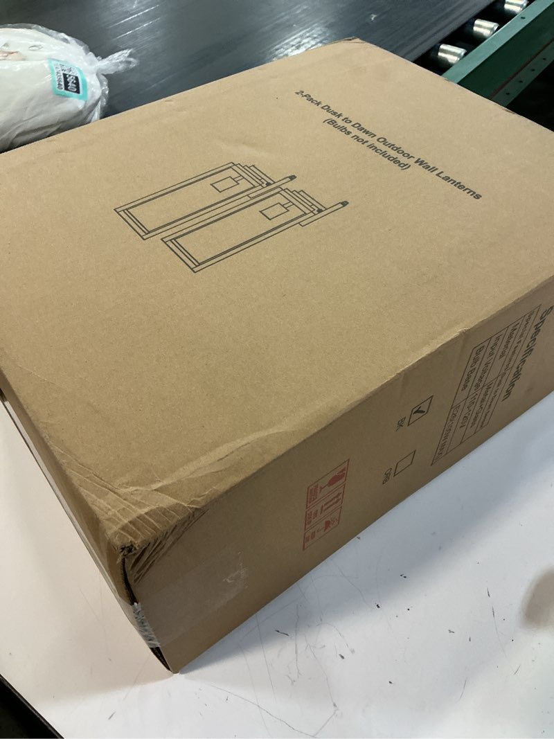 Condition photo showing New/Like New for filiyano 16 inch dusk to dawn outdoor wall light - 2 pack exterior waterproof outside lighting, modern porch sconces, wall mounted fixtures, industrial anti-rust matte black lantern for front door black dusk to dawn sensor-16inch