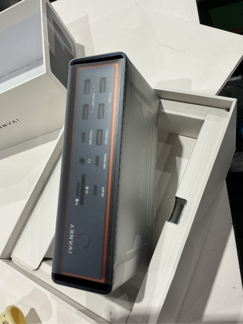 Condition photo showing Good Condition for ivanky 23-in-1 intel certified thunderbolt 5 fusiondock max 2, 120gbps macbook docking station, triple 6k@60hz display for mac m1-m5 pro/max, 140w pd, 2.5gbe, cooling fan (incompatible with windows) midnight blue (max)