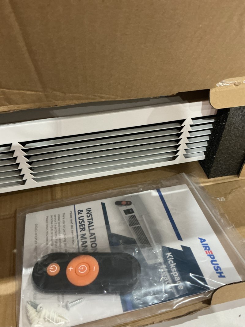 Condition photo showing Good Condition for electric kickspace heater with built-in thermostat and timer, 1500w plinth heater hta15-ultra for cabinet kickspaces, vanities and stairways, white hta15-ultra white