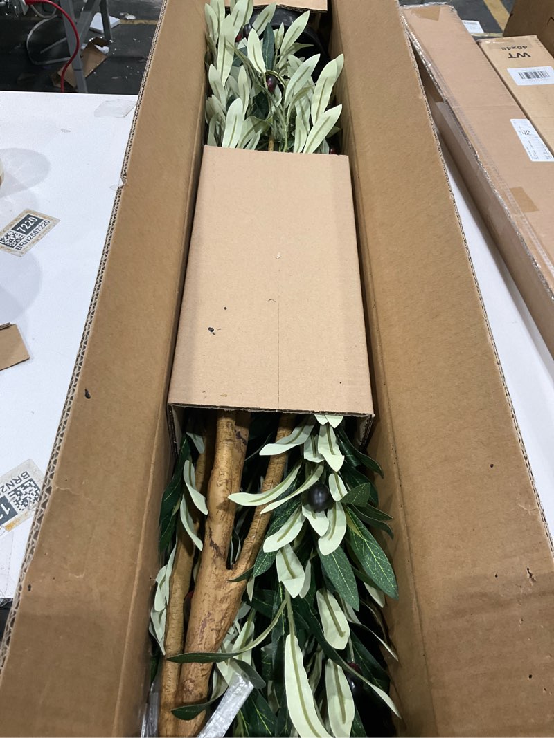 Condition photo showing Good Condition for Tall Fake Olives Trees Large Artificial Olive Tree Indoor Outdoor Realistic Floor Plant Faux Flowers Plants for House Home Living Room Bedroom Office Front Porch Modern Farmhouse Boho Decor 6ft