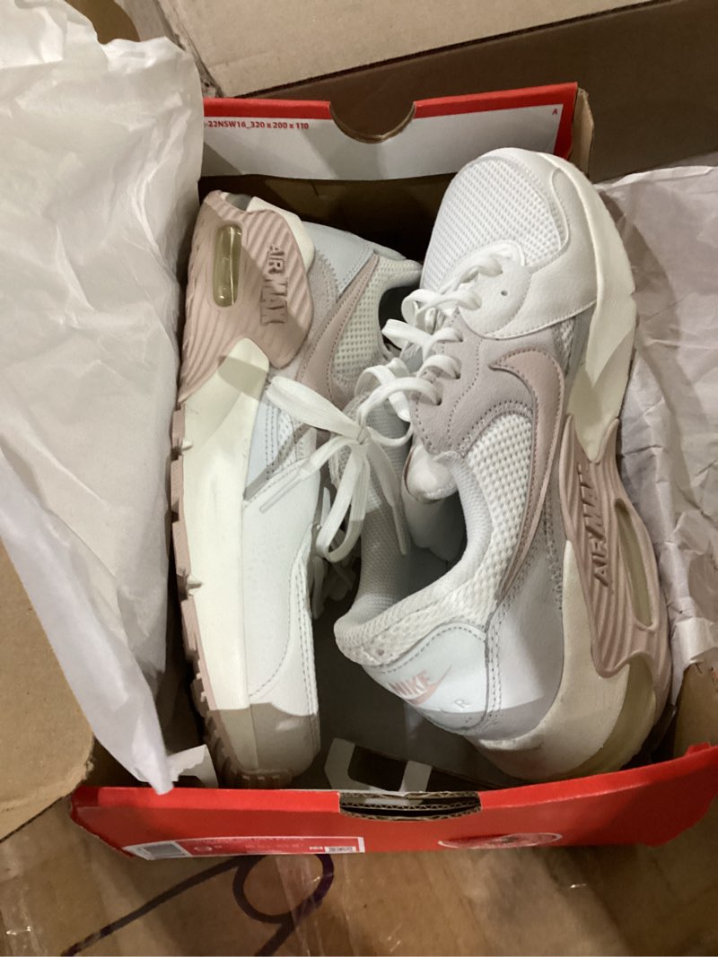 Condition photo showing Good Condition for nike women's air max excee shoes 9.5 summit white/silt red/off white/sail damaged box