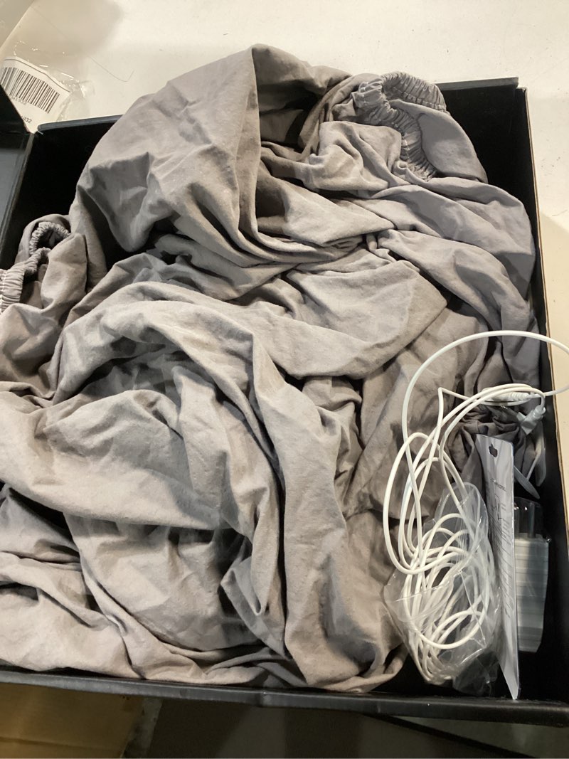 Condition photo showing As Is for grounding sheets king 25% silver fiber 75% organic cotton with outlet tester and test pen, grounded bed sheet kit earth connected bedding for bed (gray, king) gray king