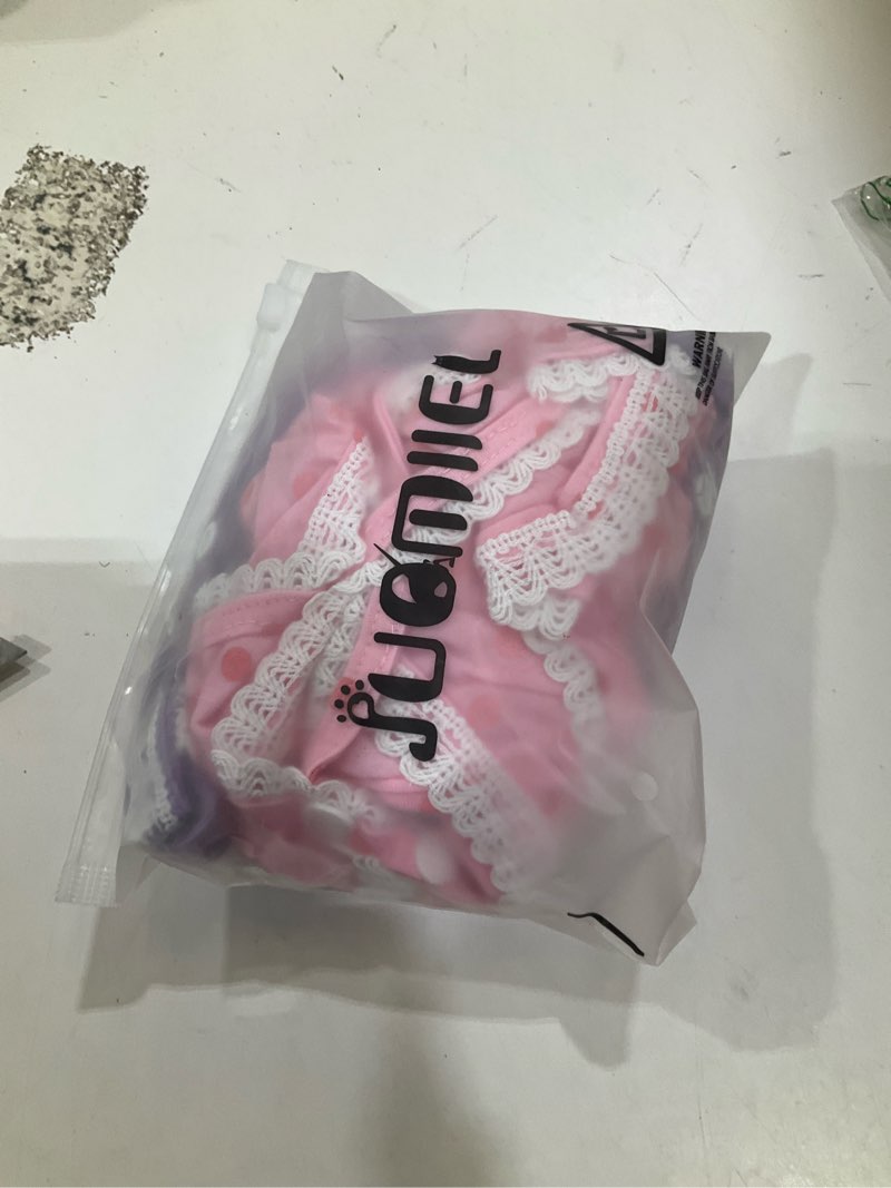 Condition photo showing New/Like New for 2 pieces washable female diapers with suspender comfort reusable doggy diapers reusable puppy sanitary panties dog underwear diaper for small girl dogs in period heat (pink&purple,3xl) pink&purple 3xl(20-28lb)waist20.4 back19.1