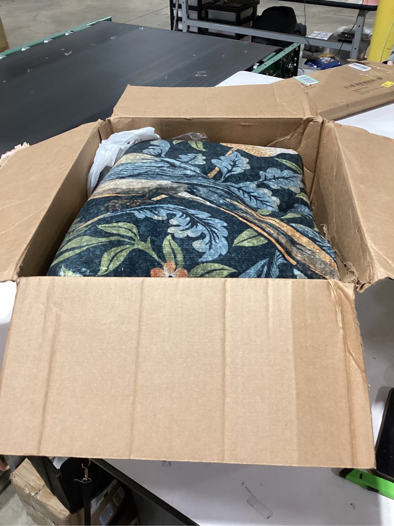 Condition photo showing Good Condition for Beeiva Vintage Bird 8x10 Washable Rugs for Living Room, Botanical Non Slip Large Carpet for Bedroom, Stain Resistant Dining Room Rugs for Under Table Dorm Classroom Decor (Dark Green/Navy Blue) 8' x 10' (Rectangular) Dark Green/Blue
