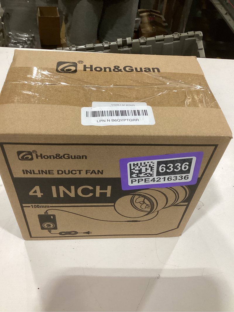 Condition photo showing As Is for Hon&Guan 4 Inch Inline Booster Duct Fan with Speed Controller - 130 CFM Airflow with 6W Ultra-Low Power and Low Noise 4 Inch Basic