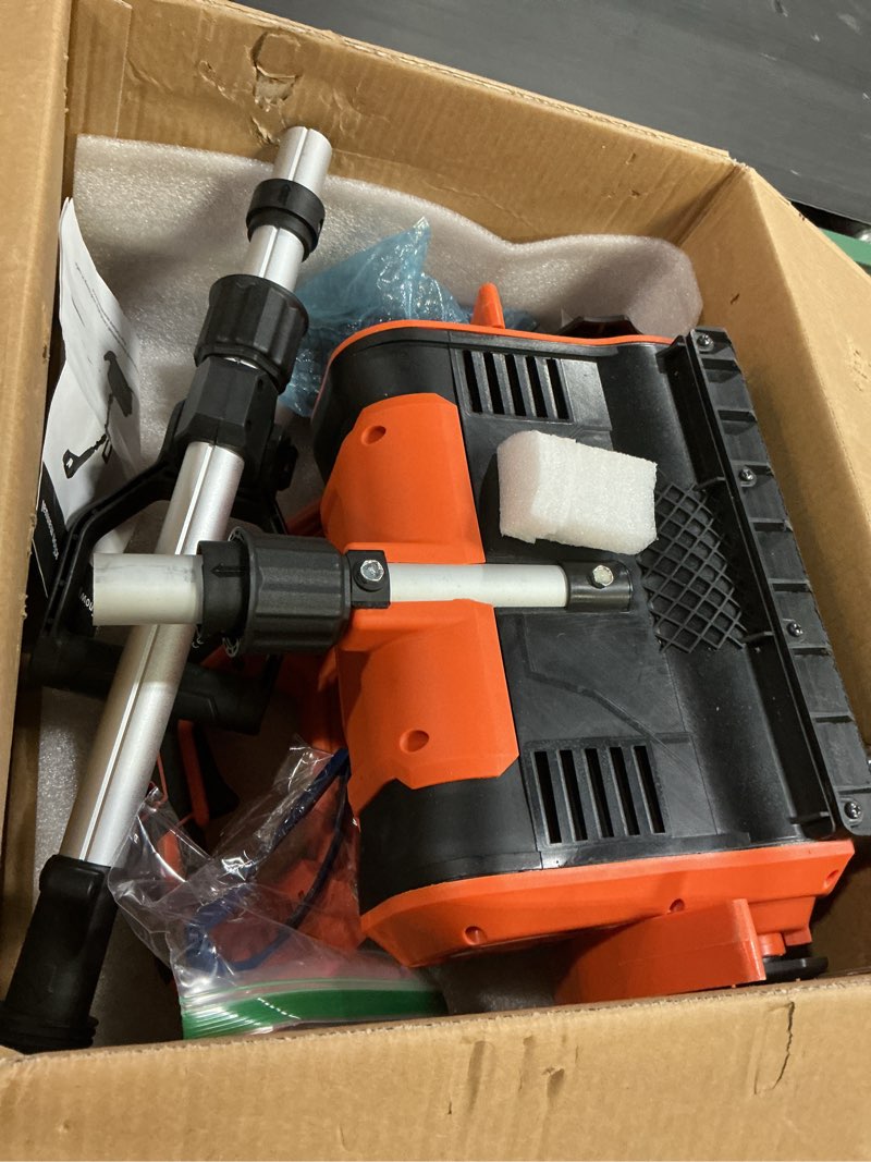 Condition photo showing Good Condition for Cordless Snow Shovel, Electric Snow Shovel 12" Width 6.7" Depth Cleaning and 20ft Throwing Distance, 4 Ah 21V Battery Brushless Snow Mover with Adjustable Front Handle for Driveway, Steps, Patio Orange