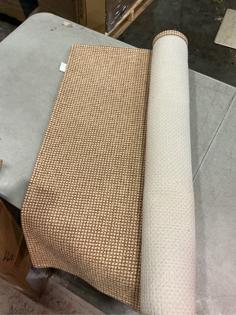 Condition photo showing New/Like New for iohouze washable area rug 3x5 non slip rubber backed rugs for entryways indoor outdoor doormat woven cotton throw rug floor carpet for entrance kitchen living room, orange/tan/brown 3' x 5' (rectangular) orange/tan/brown