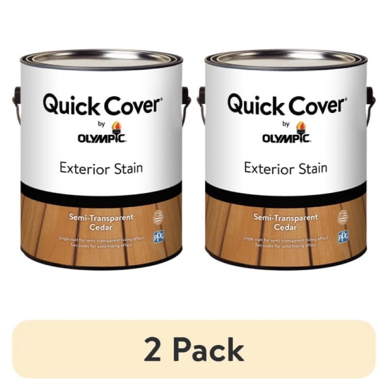 2 pack) olympic quick cover cedar semi-transparent interior/exterior wood stain, 1 gallon