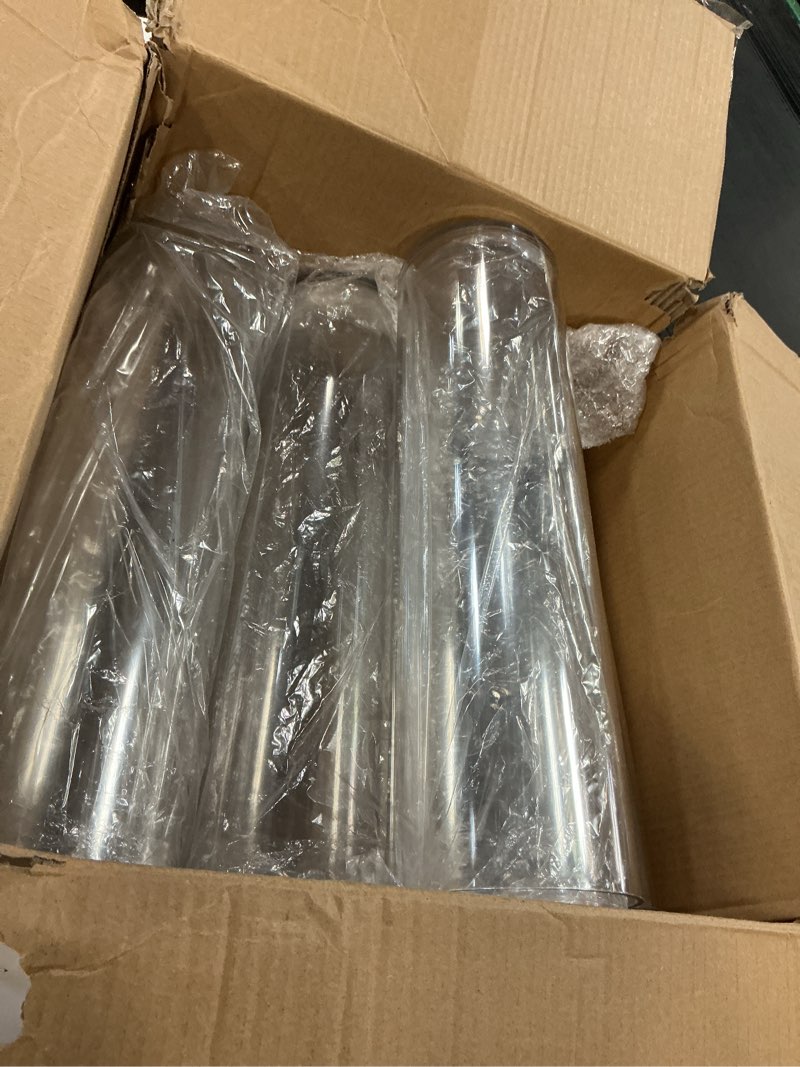 Condition photo showing As Is for Nuogo 12 Pcs Plastic Clear Cylinder Vase for Home 16 Inch Acrylic Flower Clear Vase Centerpiece for Centerpieces Wedding Party Decorations