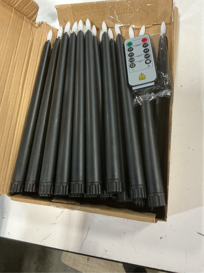 Condition photo showing Good Condition for macarrie 24 packs flameless taper candles battery operated fake 11 inch long candlelight led flameless candlesticks flickering tapered for christmas church prayer new year wedding(black)