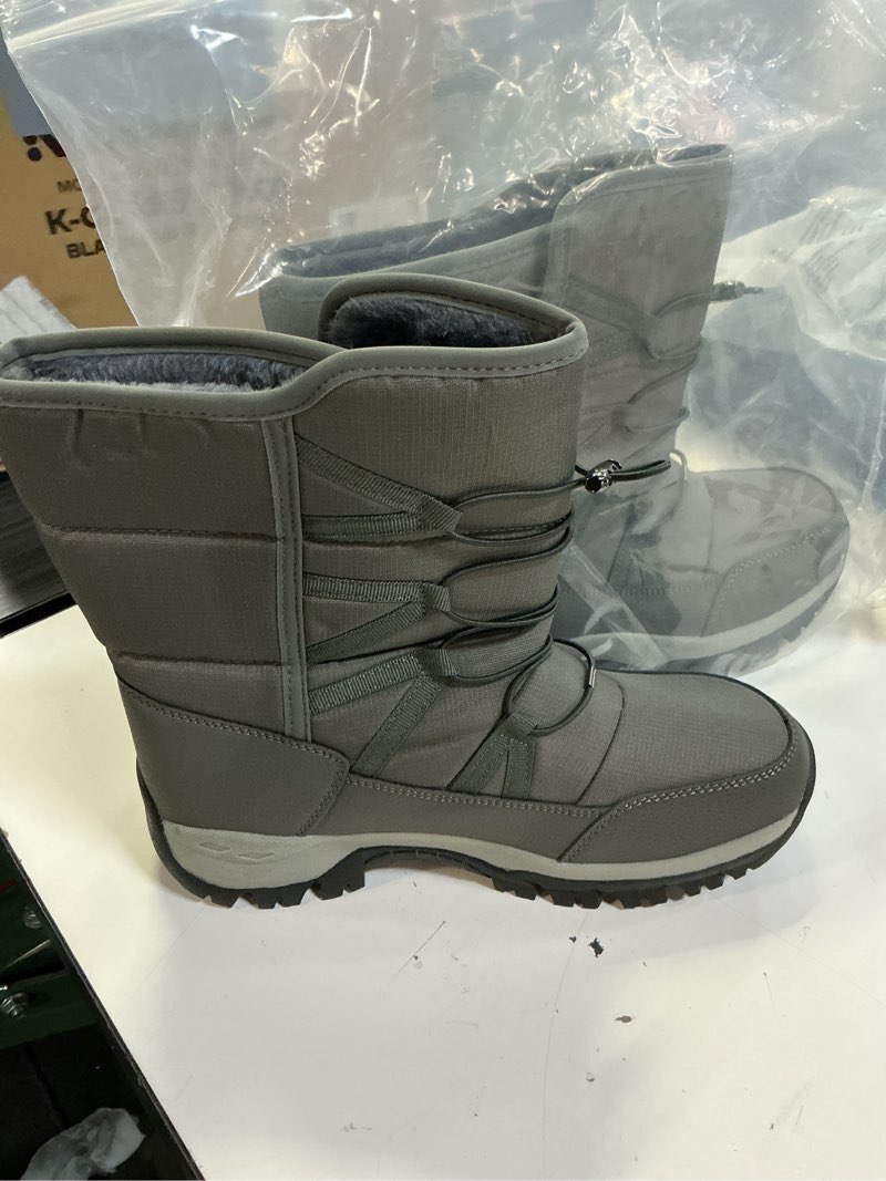 Condition photo showing Good Condition for stepedia winter snow boots warm faux fur lined mid calf waterproof shoes for men, grey size 43