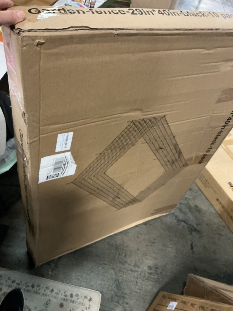 Condition photo showing New/Like New for Garden Dog Fence Animal Barrier Outdoor for Yard 10 Panels with Gate 24.2 ft(L) X 40 in(H), Garden Fencing Includes Gloves, Hammer&Zip Ties, Rustproof Metal Temporary No Dig Fence Border for Dogs