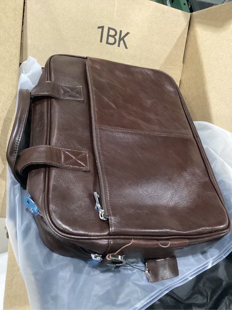 Condition photo showing Good Condition for Augus Leather Laptop Briefcase for Men,Waterproof Travel Messenger Duffle Bags 15.6 Inch Laptop Bag Coffee-1
