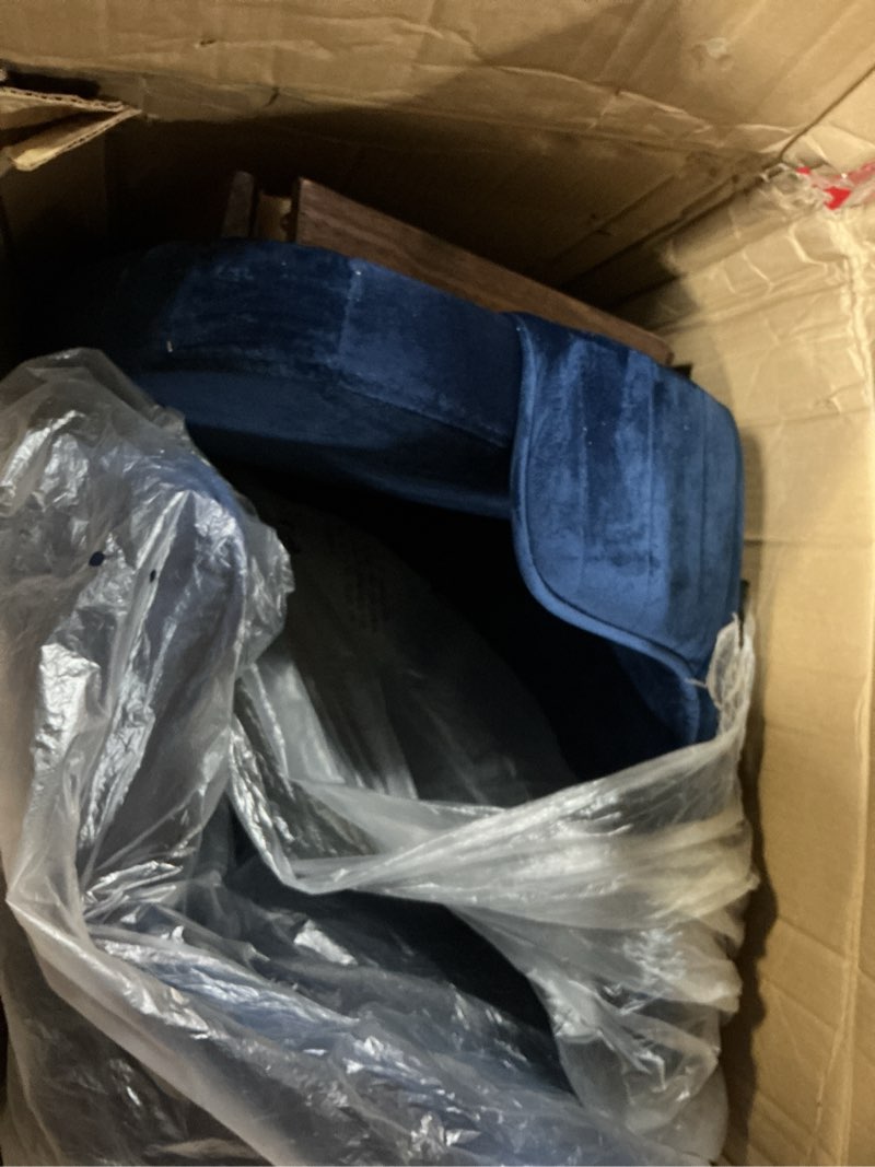 Condition photo showing Good Condition for roundhill furniture leland fabric upholstered counter height wingback stools, set of 2, blue